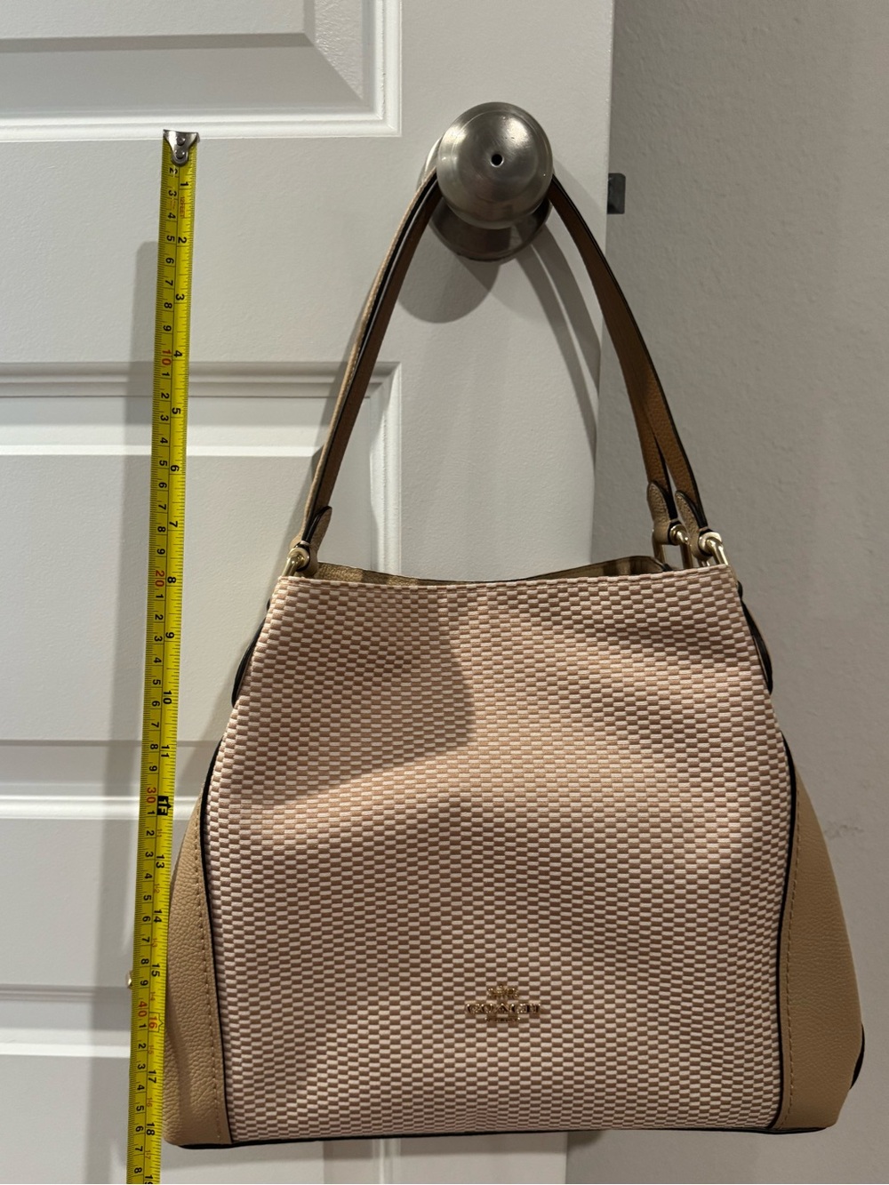Coach Legacy Jacquard Canvas Edie 31 Shoulder Bag - Beechwood Gold - Picture 10 of 13